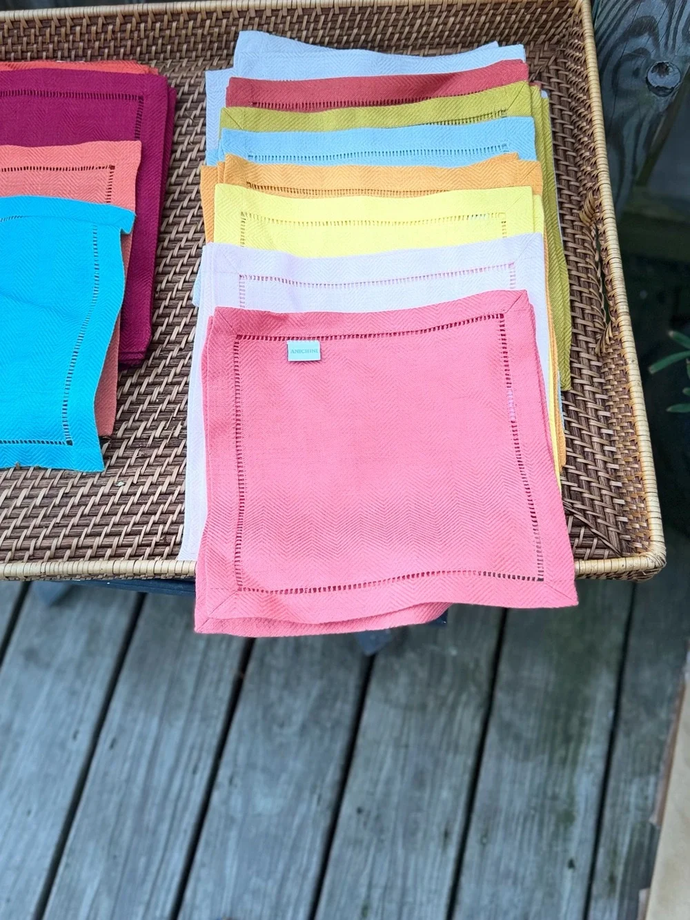 ANICHINI Bright Colorful Linen cocktail Napkins 10x10 FREE SHIPPING